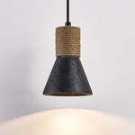 Ravena Rope Cone Pendant Light in Black Travertine