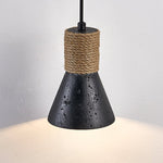 Ravena Rope Cone Pendant Light in Black Travertine