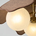 Ravia Pendant Light in Raffia, Glass, and Wood – Modern Organic Chandelier for Dining and Living Spaces