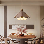 Ravia Pendant Light in Raffia, Glass, and Wood – Modern Organic Chandelier for Dining and Living Spaces