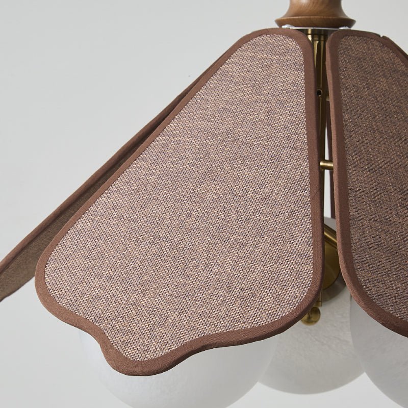 Ravia Pendant Light in Raffia, Glass, and Wood – Modern Organic Chandelier for Dining and Living Spaces