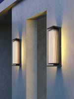 Solar Outdoor Wall Light in Black Stainless Steel