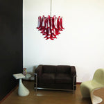 Red Glass Petals Chandelier – Modern Murano Glass Pendant Light for Dining Room and Living Room