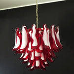 Red Glass Petals Chandelier – Modern Murano Glass Pendant Light for Dining Room and Living Room