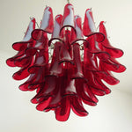 Red Glass Petals Chandelier – Modern Murano Glass Pendant Light for Dining Room and Living Room