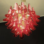 Red Glass Petals Chandelier – Modern Murano Glass Pendant Light for Dining Room and Living Room