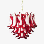 Red Glass Petals Chandelier – Modern Murano Glass Pendant Light for Dining Room and Living Room