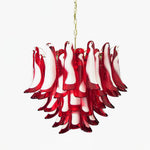 Red Glass Petals Chandelier – Modern Murano Glass Pendant Light for Dining Room and Living Room