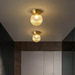 Reeded Globe Flush Ceiling Light