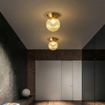 Reeded Globe Flush Ceiling Light