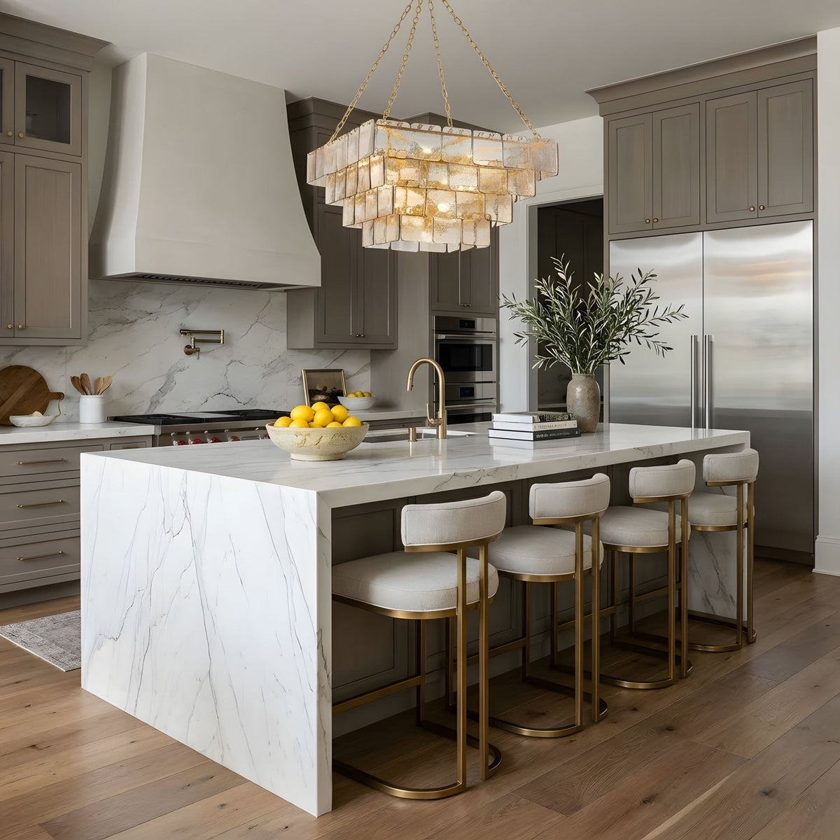 Regal Chain Chandelier – Art Deco Tiered Glass Pendant for Dining Room