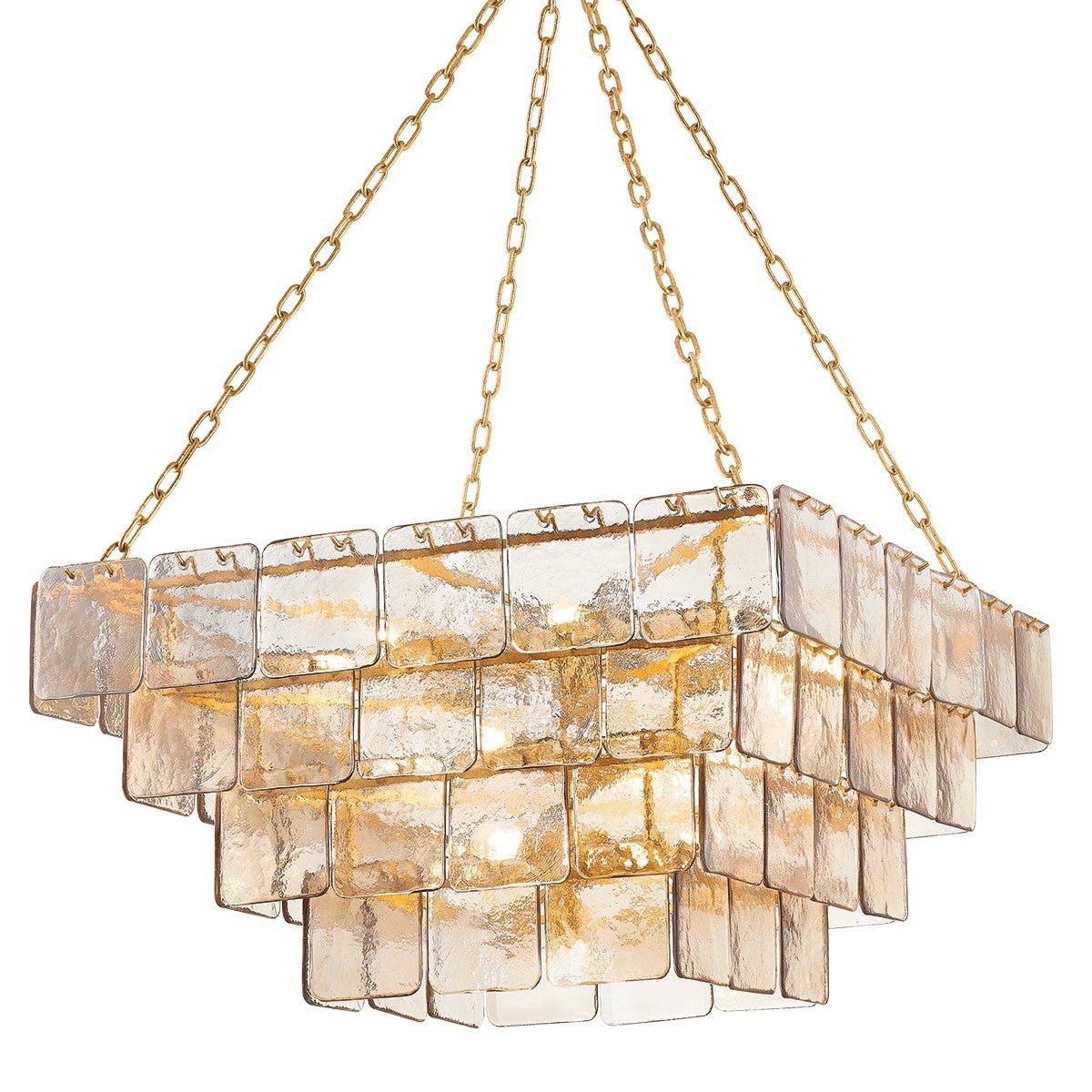 Regal Chain Chandelier – Art Deco Tiered Glass Pendant for Dining Room