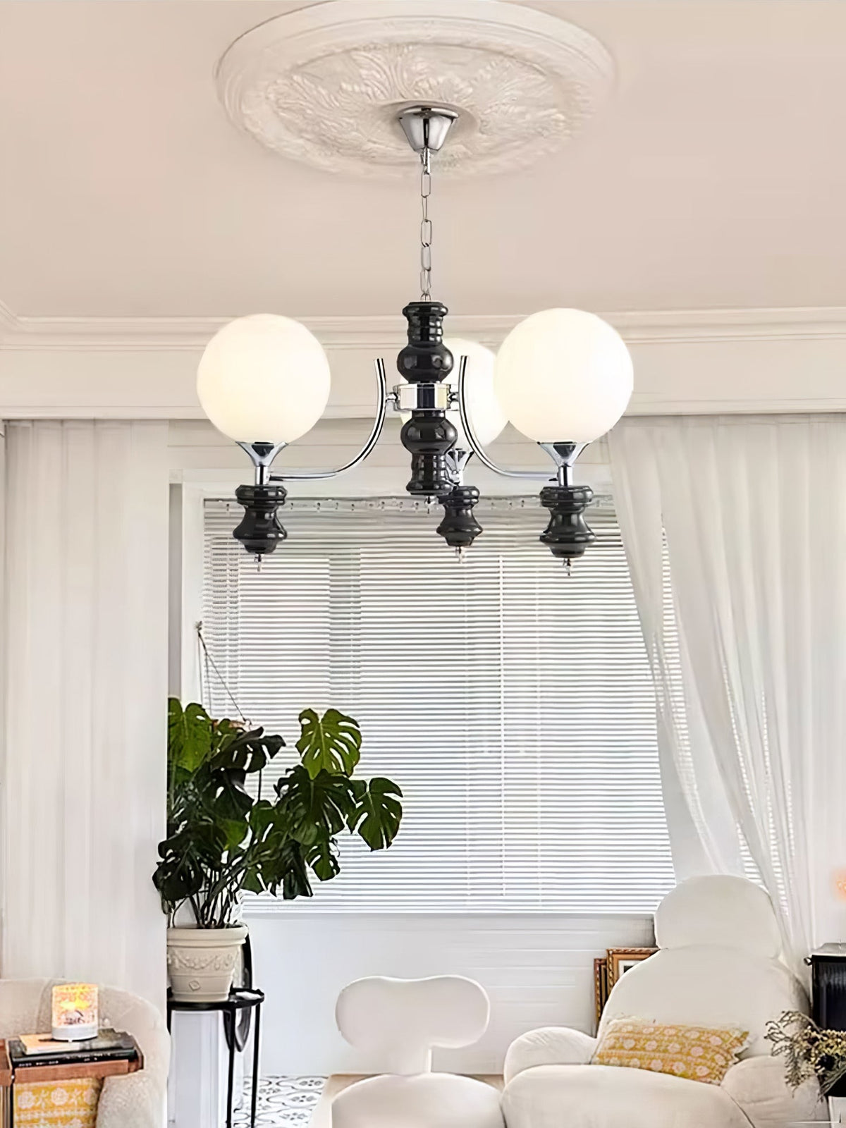 Regal Orb Modern Glass Chandelier for Dining Room and Living Room