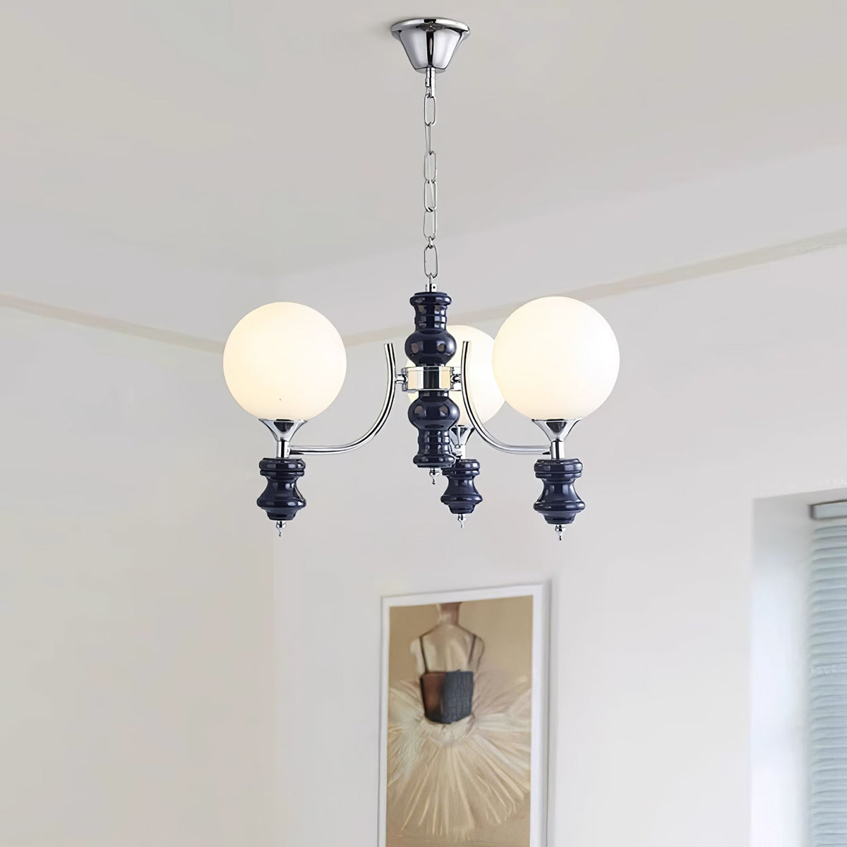 Regal Orb Modern Glass Chandelier for Dining Room and Living Room