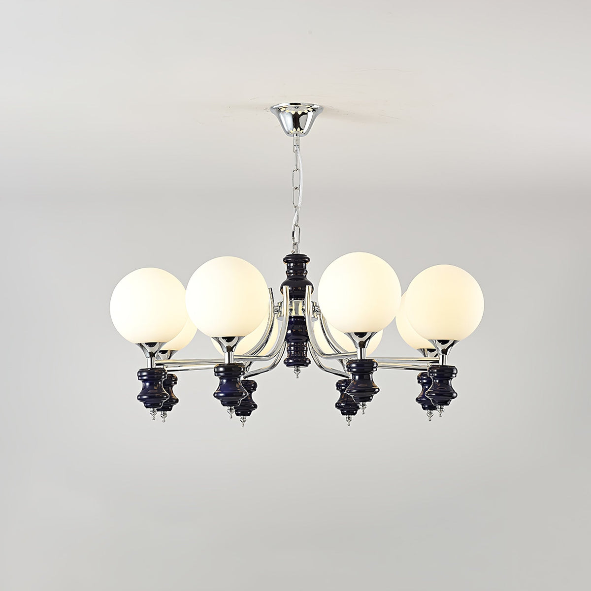 Regal Orb Modern Glass Chandelier for Dining Room and Living Room