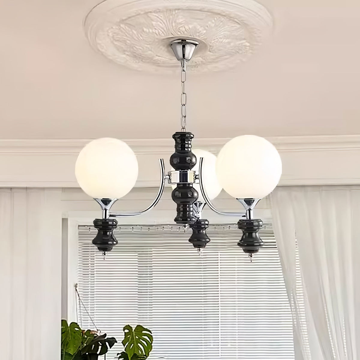Regal Orb Modern Glass Chandelier for Dining Room and Living Room