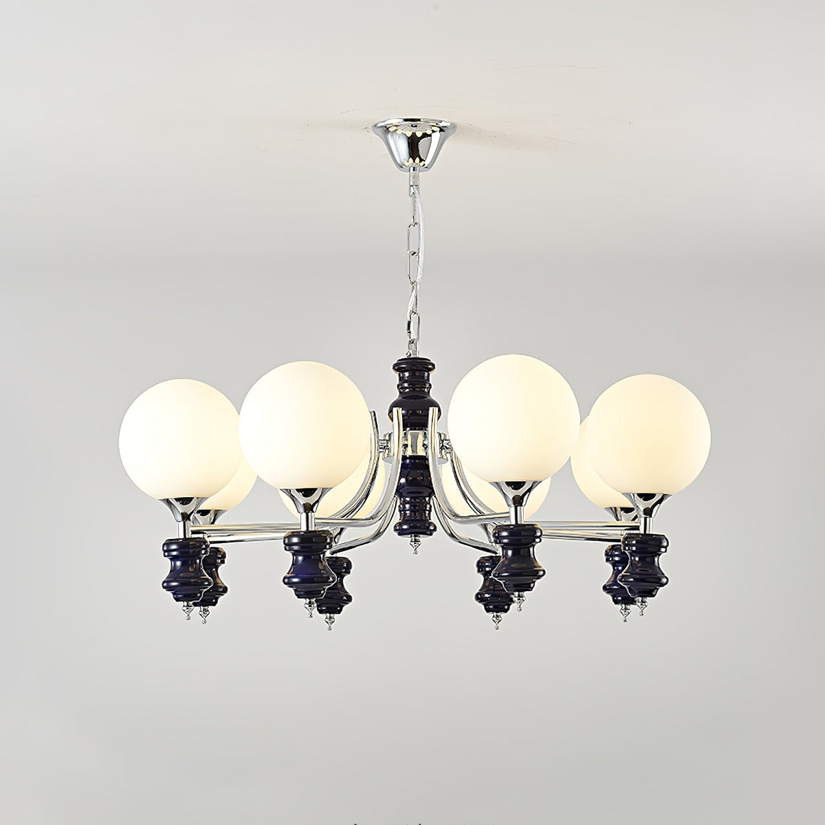 Regal Orb Modern Glass Chandelier for Dining Room and Living Room
