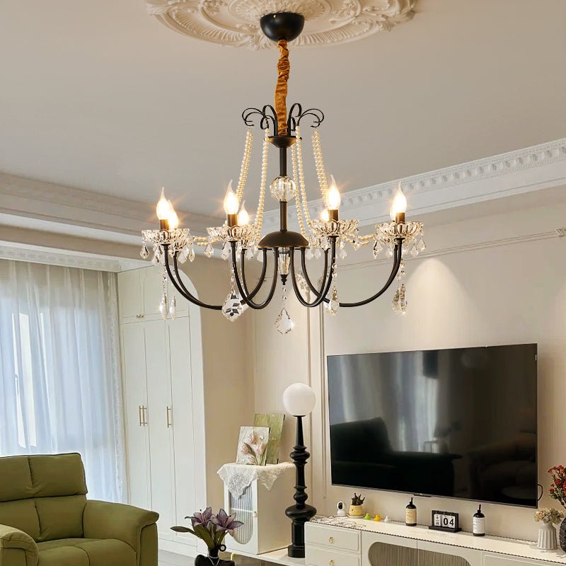 Regalia Crystal Chandelier with Brass and Pearl Accents for Elegant Interiors
