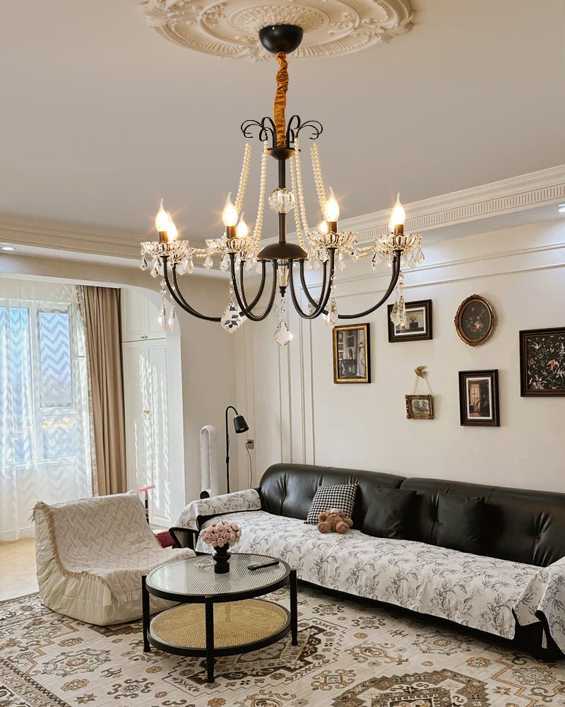 Regalia Crystal Chandelier with Brass and Pearl Accents for Elegant Interiors