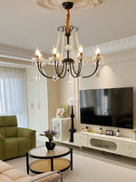 Regalia Crystal Chandelier with Brass and Pearl Accents for Elegant Interiors