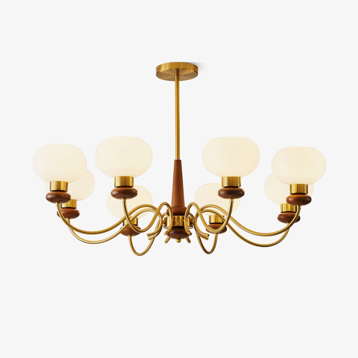 Regency Globe Chandelier — Gold & Opaline Glass Pendant Light