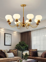 Regency Globe Chandelier — Gold & Opaline Glass Pendant Light