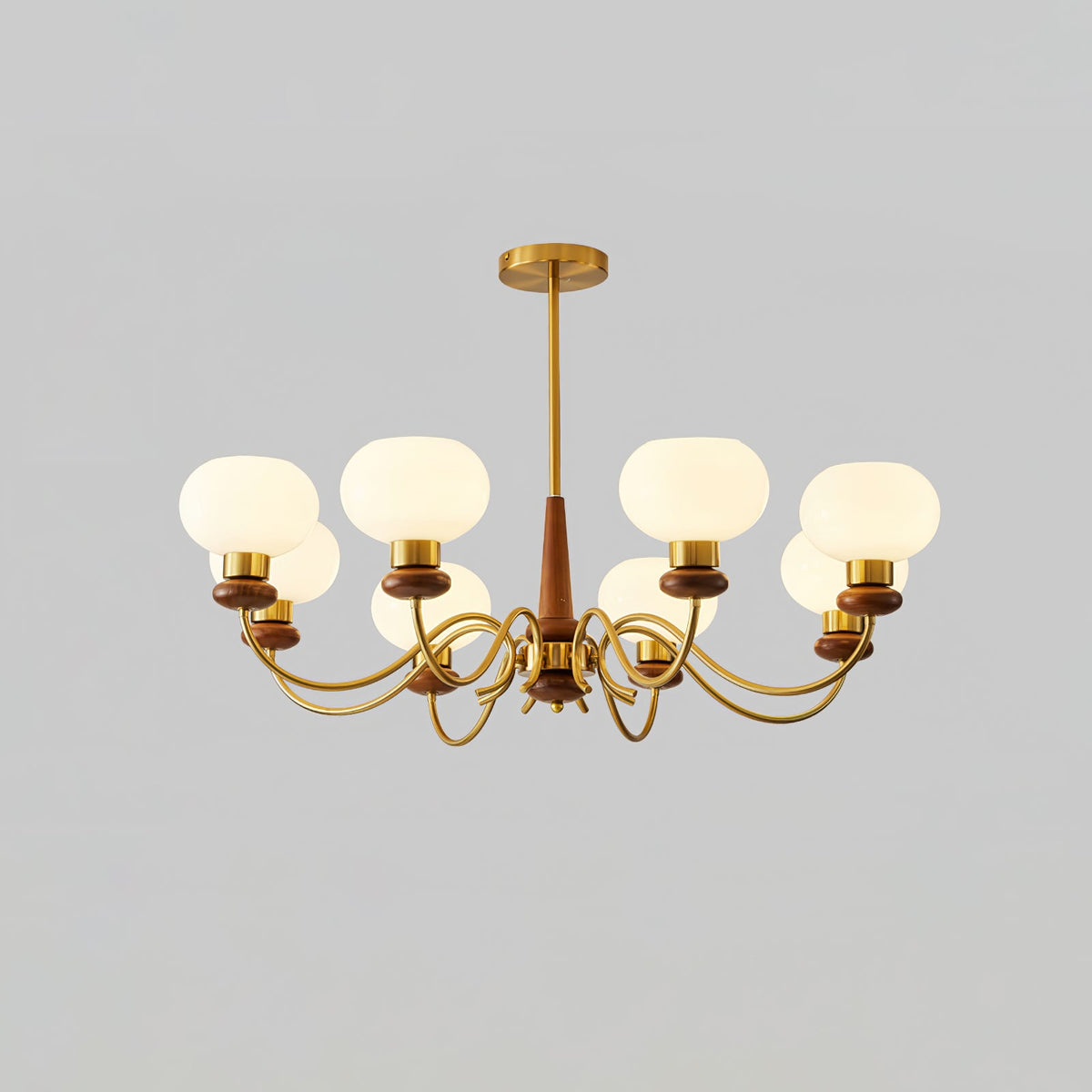 Regency Globe Chandelier — Gold & Opaline Glass Pendant Light
