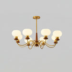 Regency Globe Chandelier — Gold & Opaline Glass Pendant Light