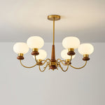 Regency Globe Chandelier — Gold & Opaline Glass Pendant Light