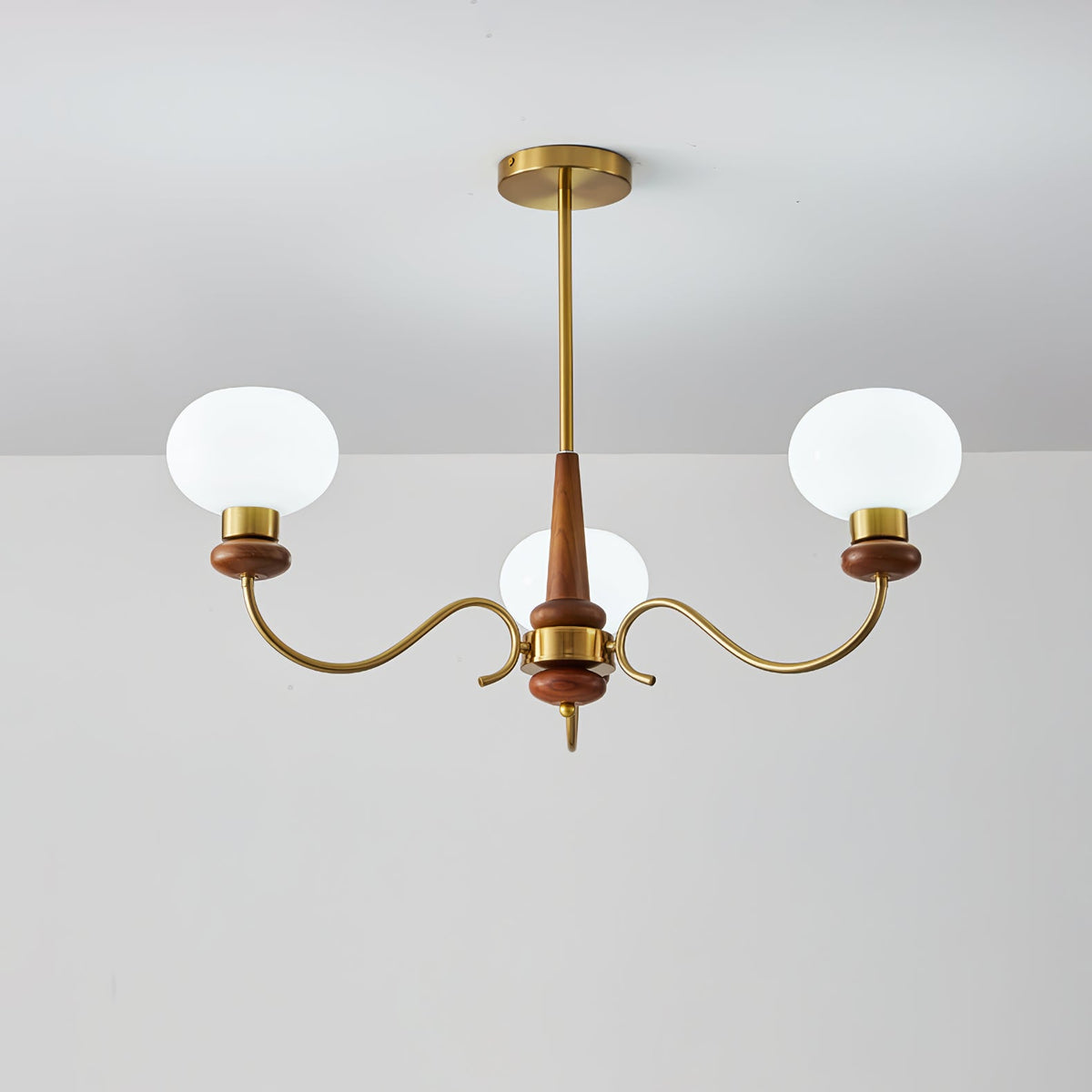 Regency Globe Chandelier — Gold & Opaline Glass Pendant Light