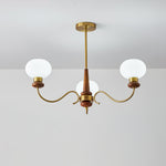 Regency Globe Chandelier — Gold & Opaline Glass Pendant Light