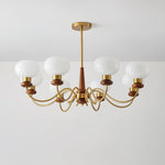 Regency Globe Chandelier — Gold & Opaline Glass Pendant Light