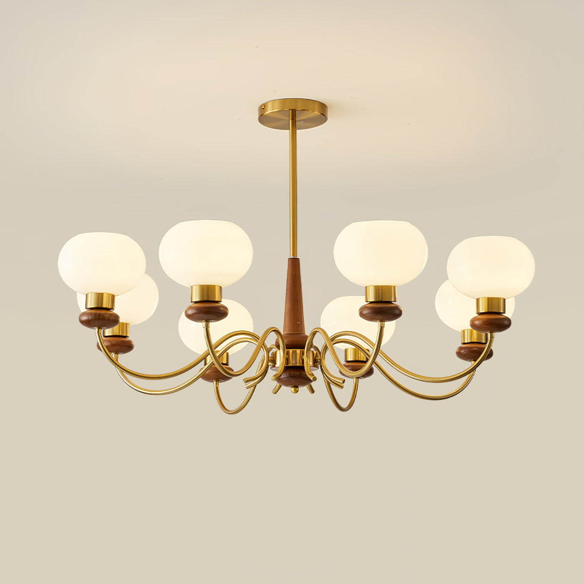 Regency Globe Chandelier — Gold & Opaline Glass Pendant Light