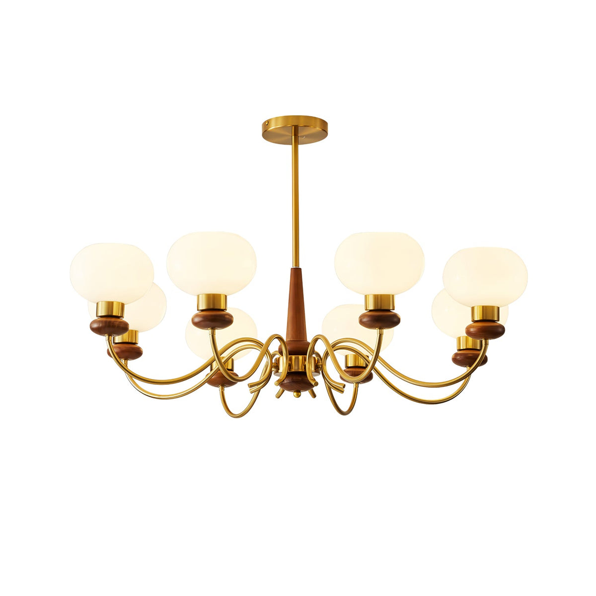 Regency Globe Chandelier — Gold & Opaline Glass Pendant Light