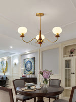 Regency Globe Chandelier — Gold & Opaline Glass Pendant Light