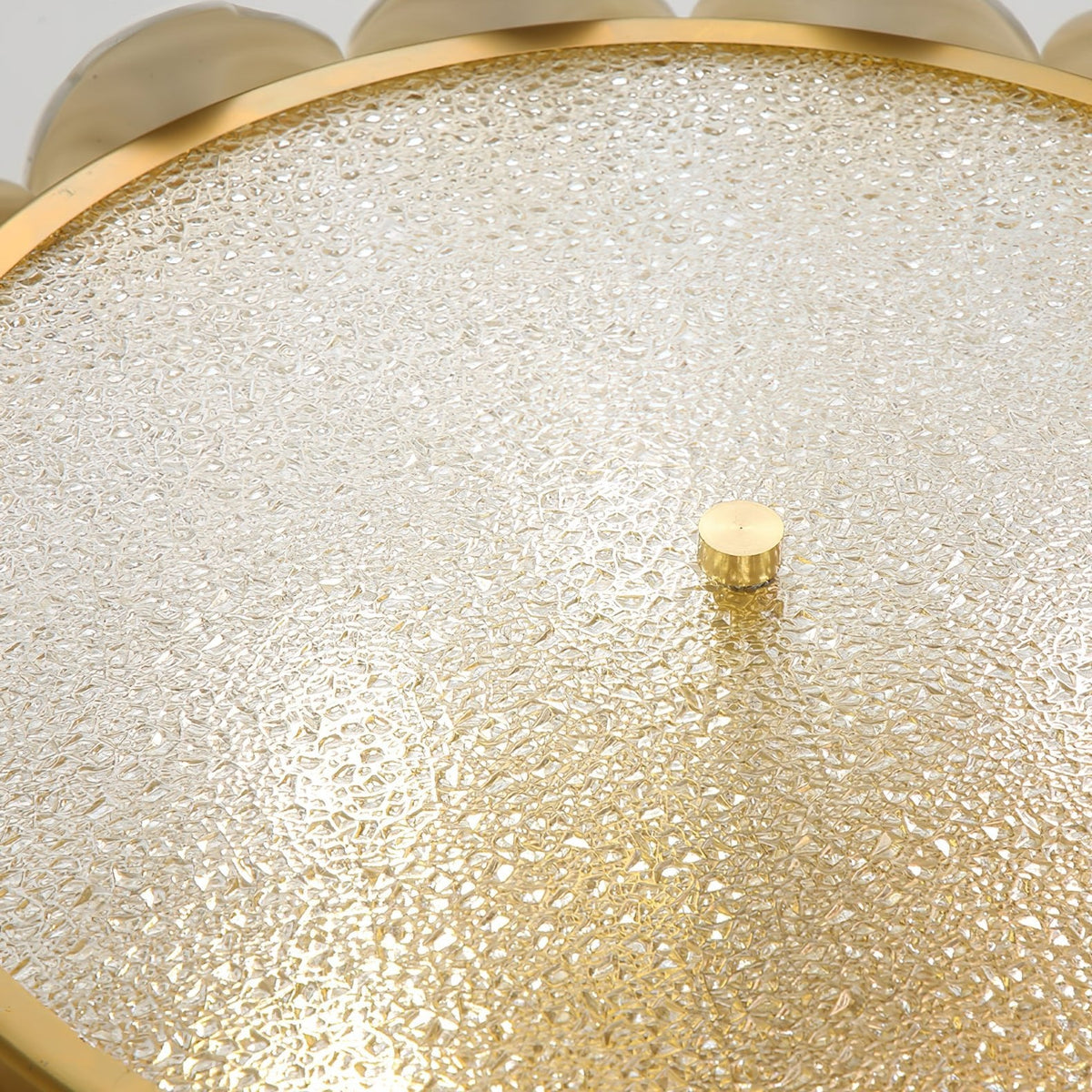 Regina Flowers Semi Flush Mount Ceiling Light in Gold and White Glass