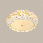 Regina Flowers Semi Flush Mount Ceiling Light in Gold and White Glass