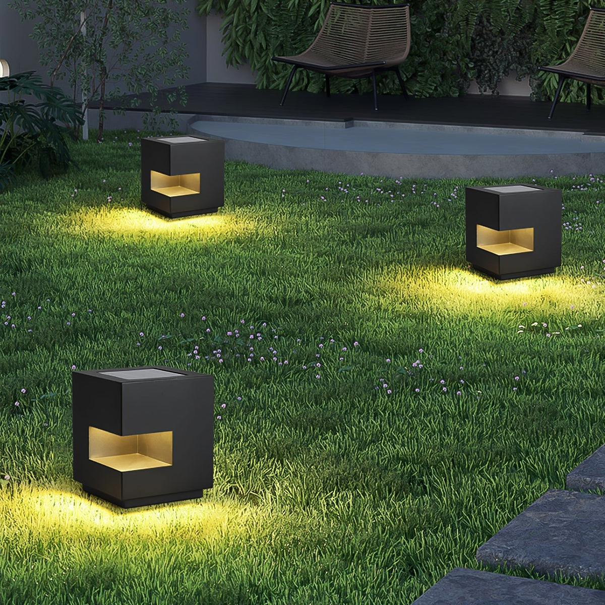 Modern Cube Outdoor Post Light – IP65 Waterproof LED Bollard for Pathways & Gardens