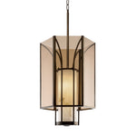 Remy Pendant Light in Black Iron with Alabaster Glass Shade