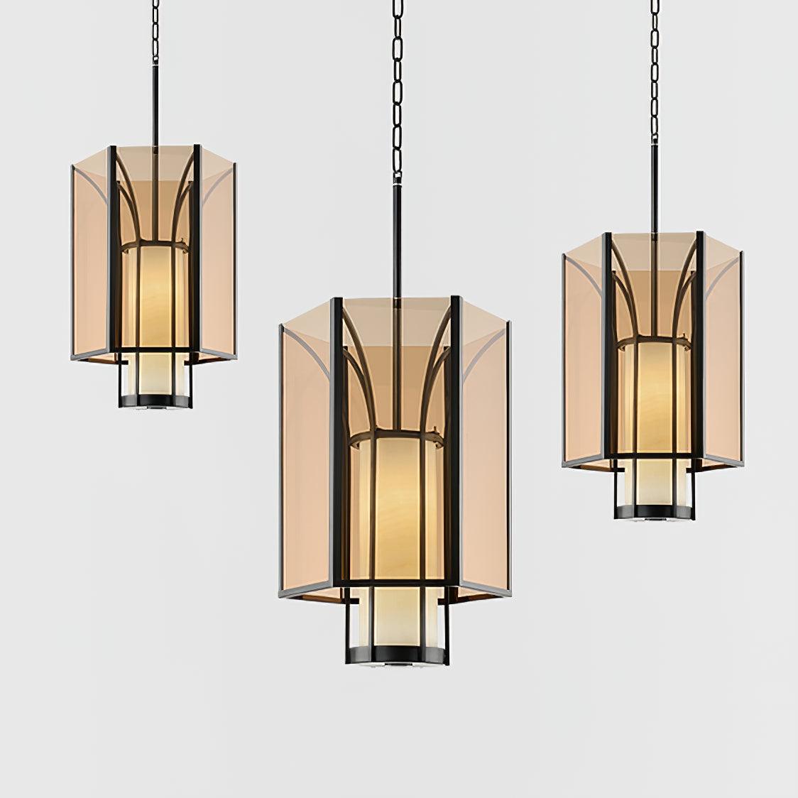 Remy Pendant Light in Black Iron with Alabaster Glass Shade