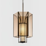 Remy Pendant Light in Black Iron with Alabaster Glass Shade