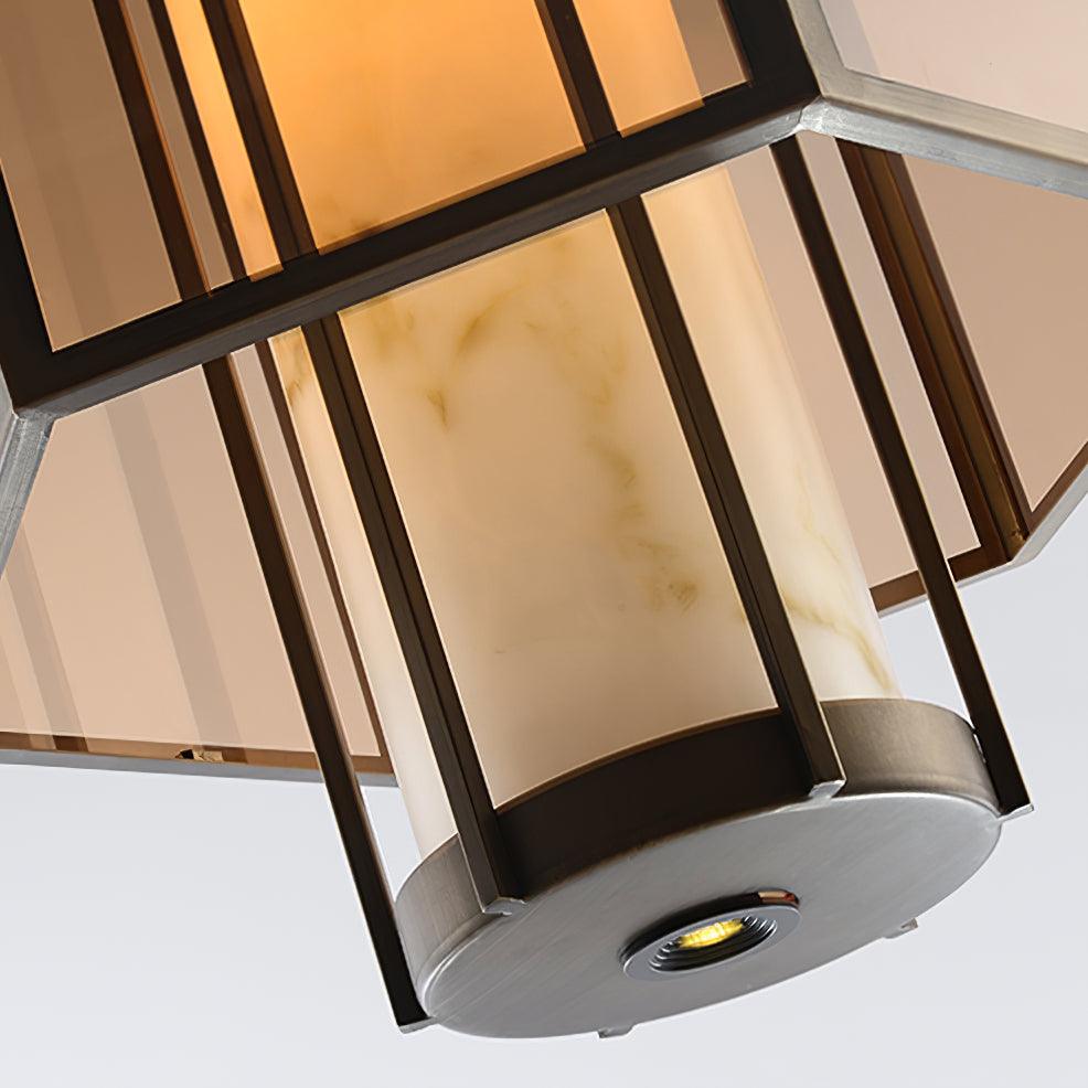 Remy Pendant Light in Black Iron with Alabaster Glass Shade