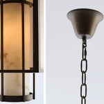 Remy Pendant Light in Black Iron with Alabaster Glass Shade