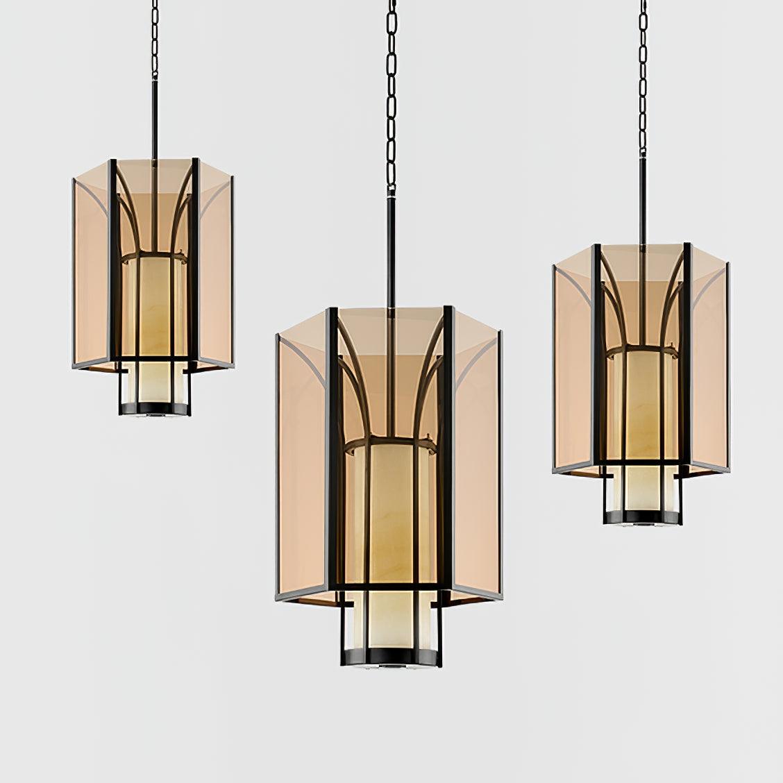Remy Pendant Light in Black Iron with Alabaster Glass Shade