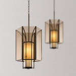 Remy Pendant Light in Black Iron with Alabaster Glass Shade
