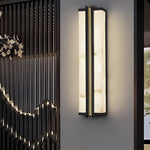 Modern Black Led Indoor Outdoor Wall Lights With Resin Marble Shade