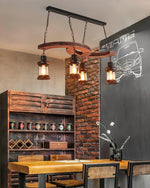 Retro Boat Wood Chandelier – Handcrafted Solid Wood & Iron Pendant Light for Dining Room, Living Room, and Restaurant
