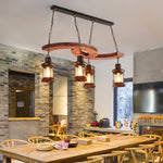 Retro Boat Wood Chandelier – Handcrafted Solid Wood & Iron Pendant Light for Dining Room, Living Room, and Restaurant