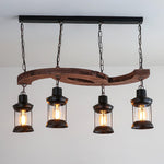 Retro Boat Wood Chandelier – Handcrafted Solid Wood & Iron Pendant Light for Dining Room, Living Room, and Restaurant