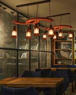 Retro Boat Wood Chandelier – Handcrafted Solid Wood & Iron Pendant Light for Dining Room, Living Room, and Restaurant